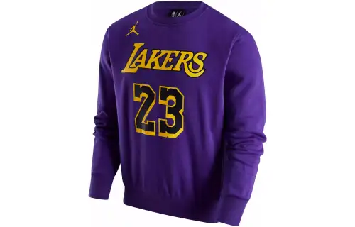 Jordan NBA Los Angeles Lakers, Alphanumeric Crew Neck Loose Fit Fleece Lined Sweatshirt Men's Purple