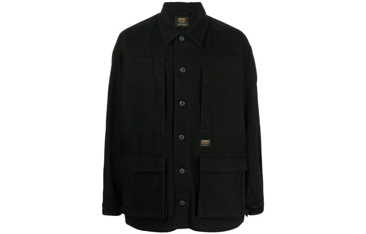 Carhartt WIP Shirts Men's Black Lapel Moderate Straight Fit