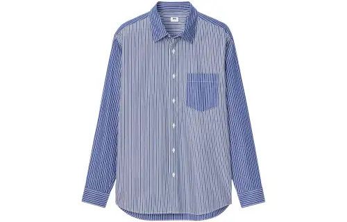 UNIQLO Shirts Men's Blue Lapel Moderate Straight Fit