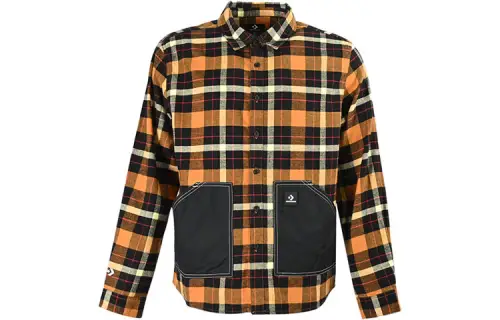 Converse Plaid Patchwork Woven Shirt Unisex Yellow
