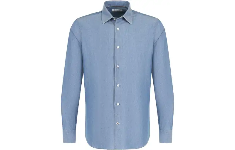Loro Piana Shirts Men's Blue Lapel Moderate