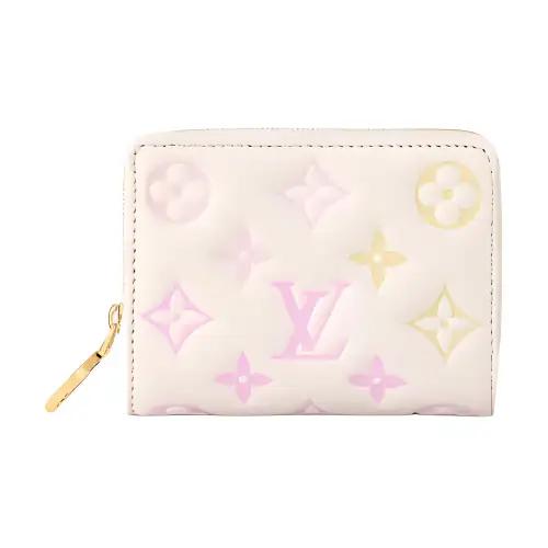 LOUIS VUITTON Lambskin Coin Purse Women's White