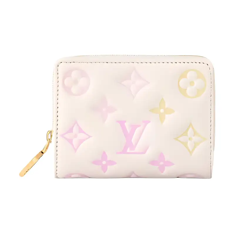 LOUIS VUITTON Lambskin Coin Purse Women's White