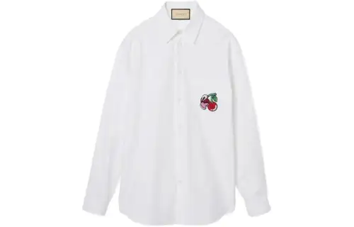 GUCCI Shirts Men's White Pointed Collar Moderate Other