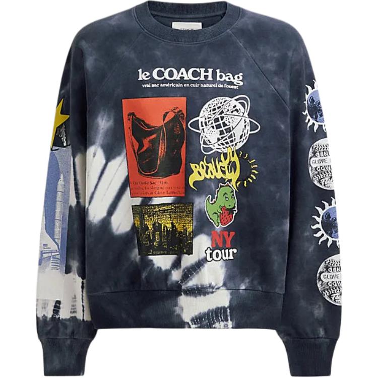 Мужское худи COACH Tie-Dye Sweatshirt (синее)
