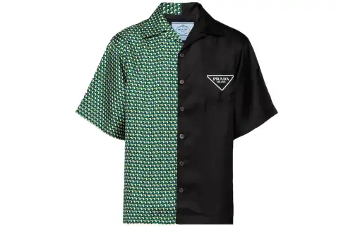 PRADA Shirts Men's Black Cuban Collar Moderate Other