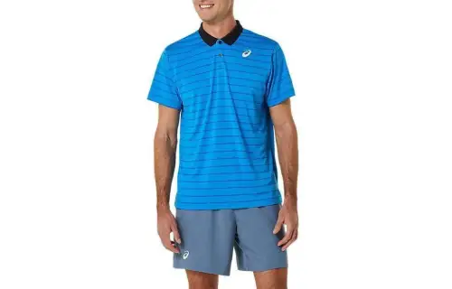 ASICS Polo Shirts Men's Blue Polo Collar Moderate Straight Fit