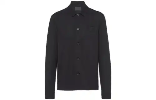 Prada triangle-logo wool-blend shirt