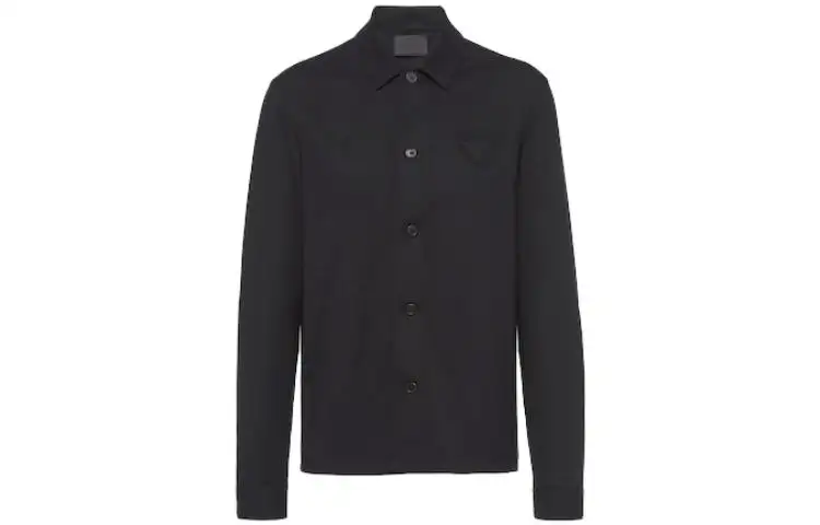 Prada triangle-logo wool-blend shirt