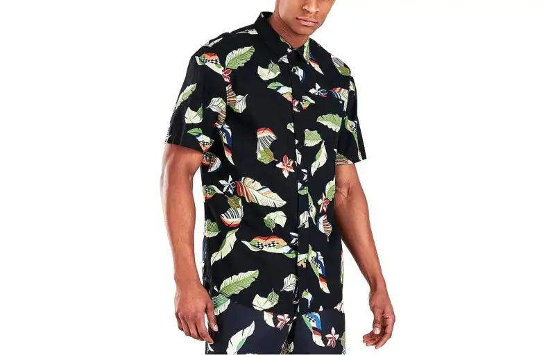 Vans Shirts Men's Black Square Collar Moderate Hawaii