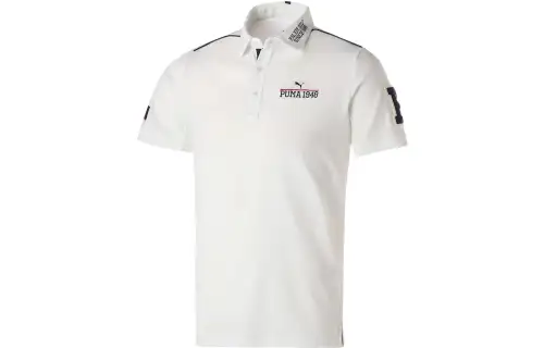 PUMA Polo Shirts Men's White Polo Collar Thin Straight Fit
