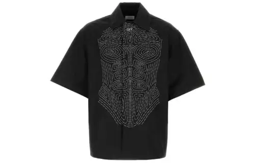 OFF WHITE Logo Embroidered Short Sleeved Shirt