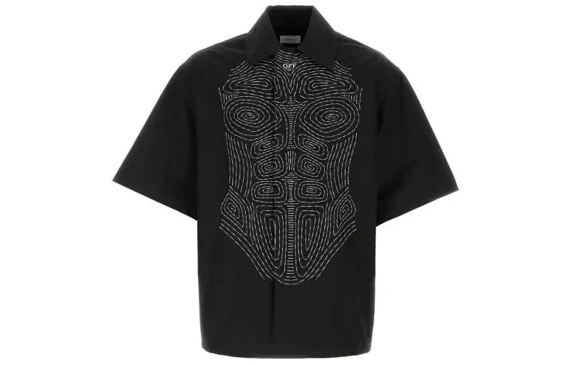 OFF WHITE Logo Embroidered Short Sleeved Shirt
