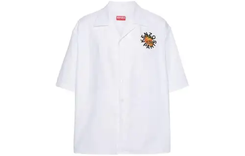 KENZO Logo Patch Collared Short-Sleeve Shirt