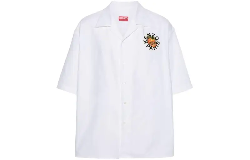 KENZO Logo Patch Collared Short-Sleeve Shirt
