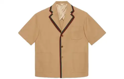 GUCCI Shirts Men's Yellow Suit Collar Moderate Shirt