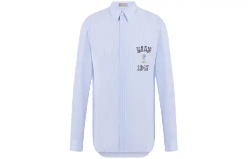 DIOR Shirts Men's Blue Pointed Collar Moderate Other