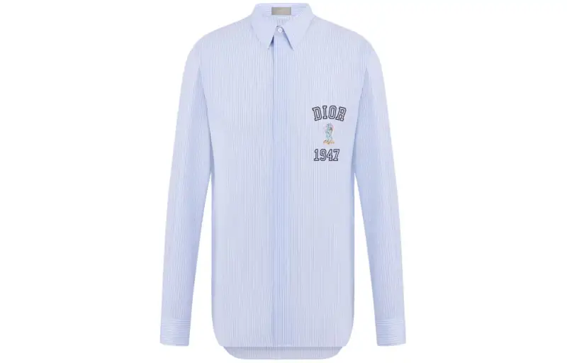 DIOR Shirts Men's Blue Pointed Collar Moderate Other