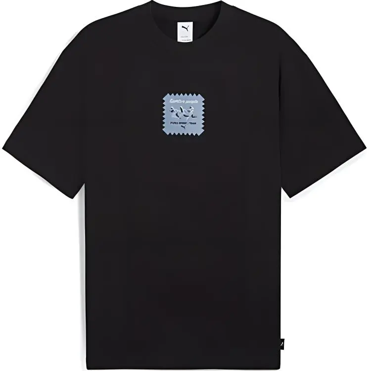 PUMA T-Shirts Men's Black Crew Neck Moderate Straight Fit