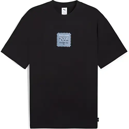 PUMA T Shirts Men's Black Crew Neck Moderate Straight Fit