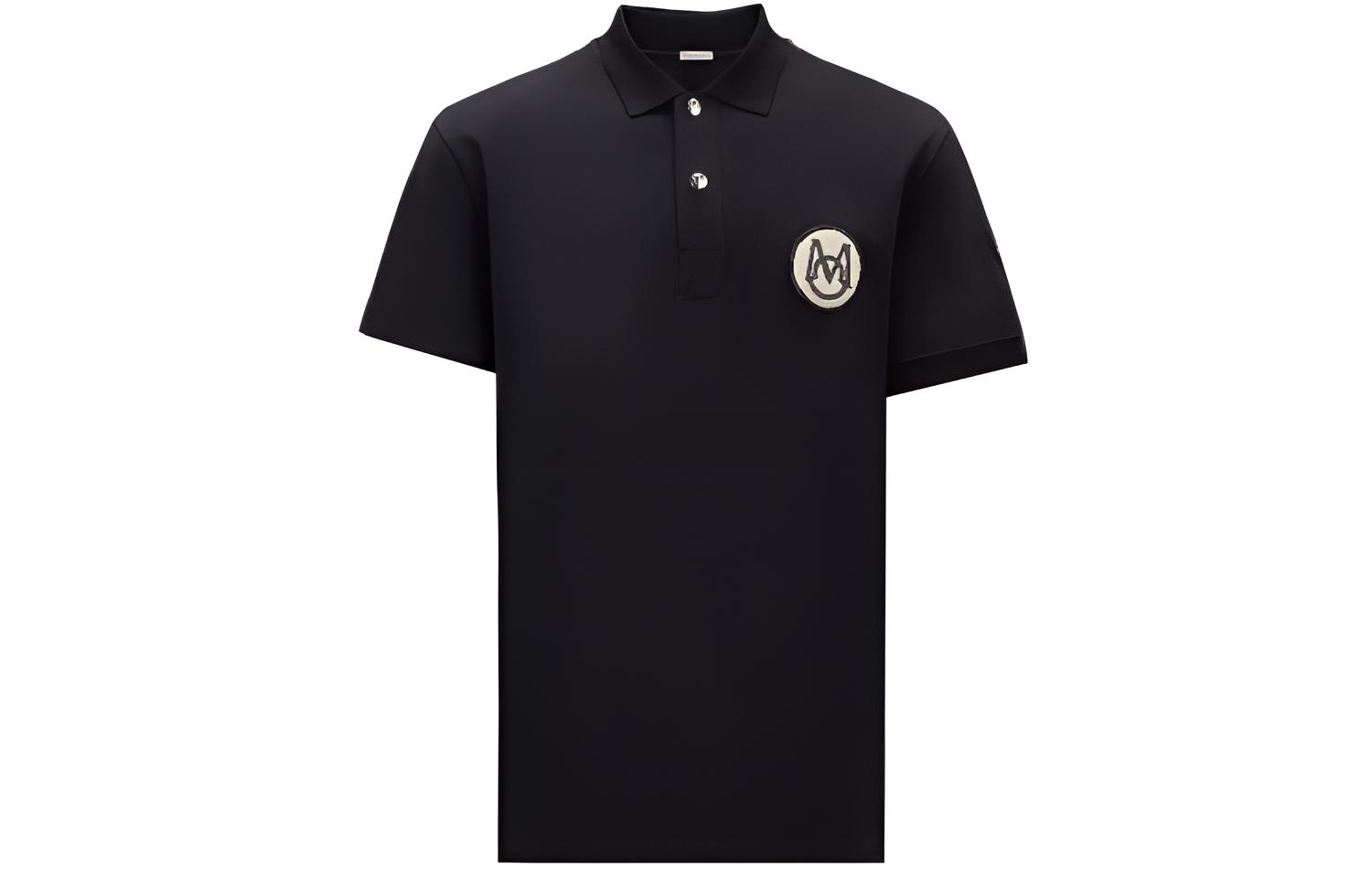 Мужская футболка-поло Moncler SS23 (черная)