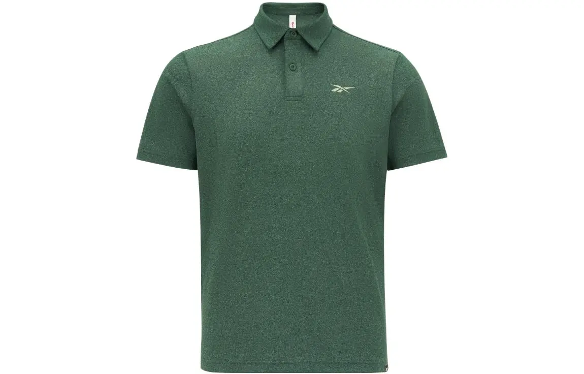 Reebok Polo Shirts Men's Dark Green Polo Collar Moderate Straight Fit