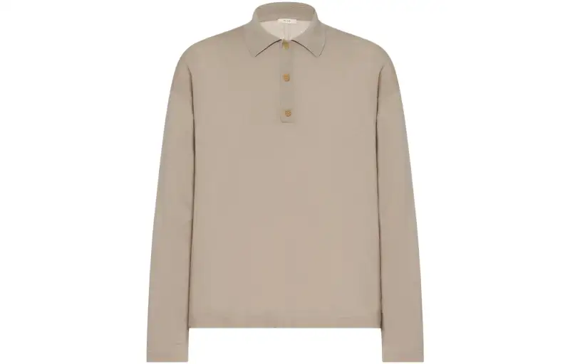 THE ROW Polo Shirts Men's Taupe Polo Collar Moderate Straight Fit
