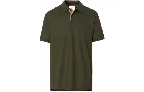 Burberry Polo Shirts Men's Army Green Moderate Straight Fit