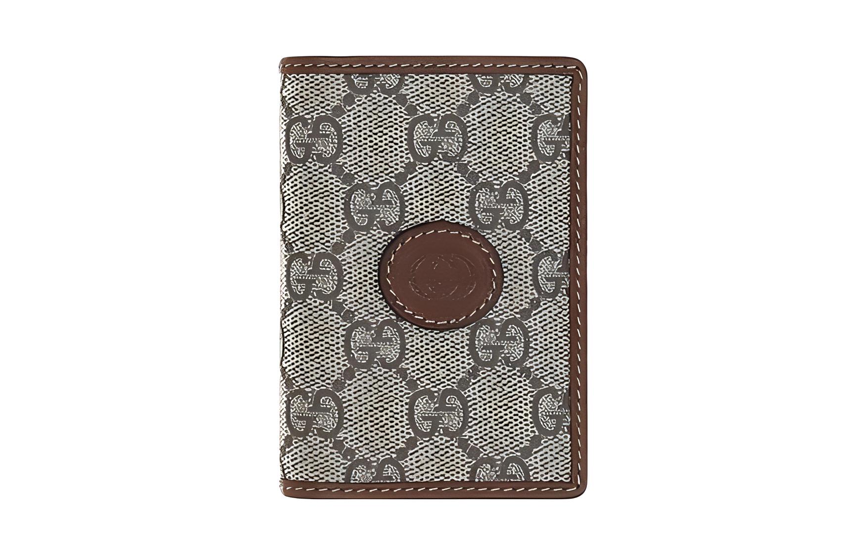 GUCCI Gucci, golden foldable removable choker, wallet, beige brown card holder, men's style