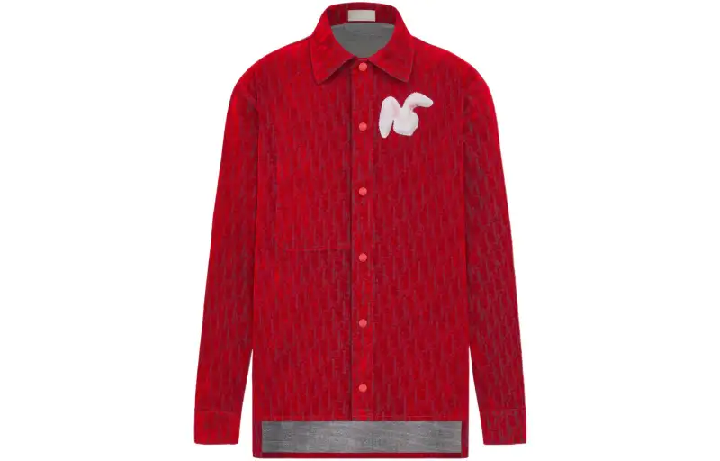 DIOR Shirts Men's Red Lapel Moderate Shirt