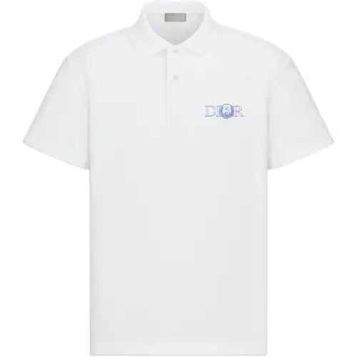DIOR x HYLTON NEL SS25 Summer Men's Clothing Collection Polo Shirt Men's White
