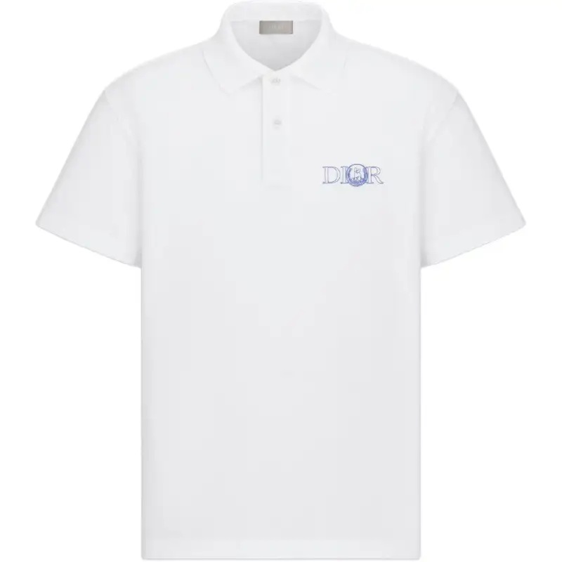 DIOR x HYLTON NEL SS25 Summer Men's Clothing Collection Polo Shirt Men's White