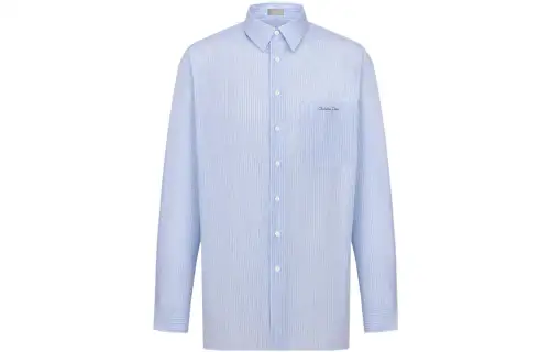 DIOR SS22 Shirt Men's White Blue Stripes
