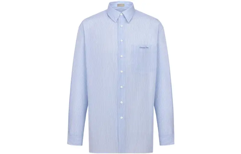 DIOR SS22 Shirt Men's White Blue Stripes