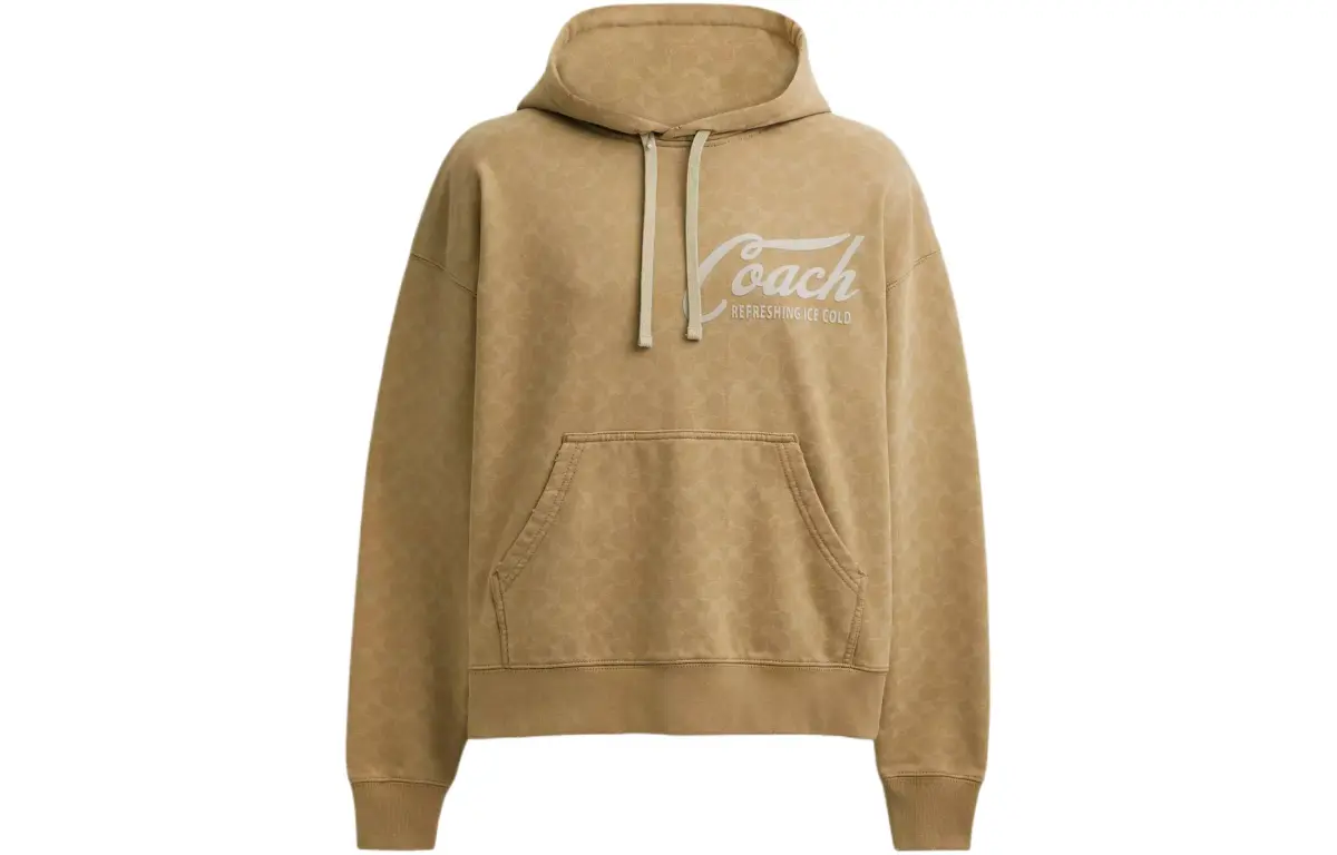 COACH Sweatshirts Men's Khaki Hooded Moderate Regular