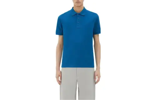 Bottega Veneta Polo Shirts Men's Blue Polo Collar Moderate Straight Fit