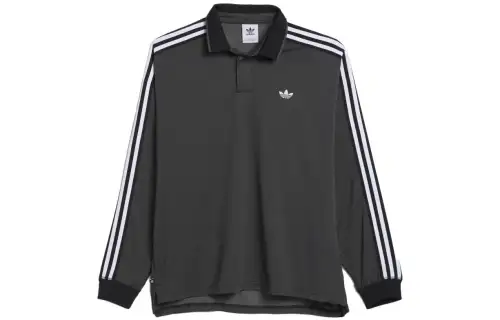 Adidas Originals Polo Shirts Unisex Charcoal Gray Polo Collar Moderate Straight Fit