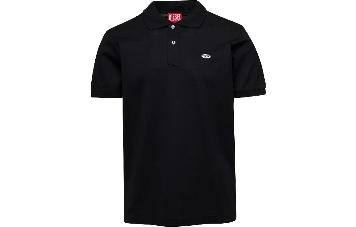 DIESEL Polo Shirts Men's Black Polo Collar Moderate Straight Fit