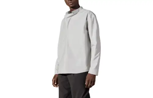 HERMES Shirts Men's White Stand Collar Moderate Other