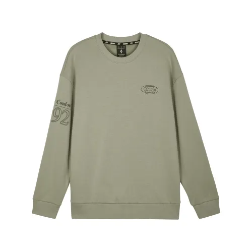 Skechers Fleece Lined Retro Sports Loose Fit Crew Neck Sweatshirt Unisex Dark Green