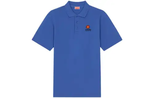 KENZO Polo Shirts Men's Blue Polo Collar Moderate Straight Fit