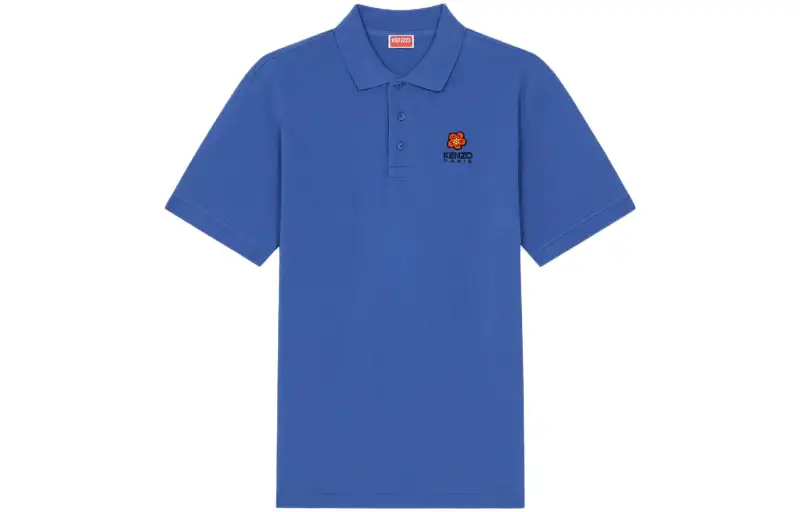 KENZO Polo Shirts Men's Blue Polo Collar Moderate Straight Fit