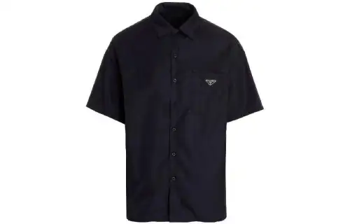 PRADA Shirts Men's Dark Blue Lapel Moderate Other