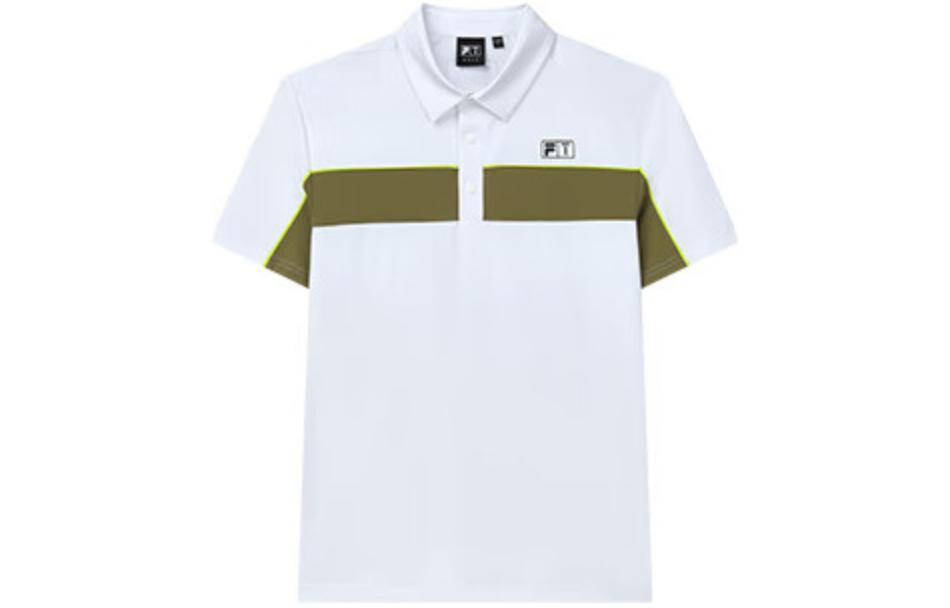 FILA Golf Polo Shirts Men's Jade White Polo Collar Moderate Straight Fit