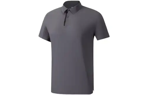 Li Ning Fitness Series Polo Shirts Men's Gray Crew Neck Moderate Straight Fit