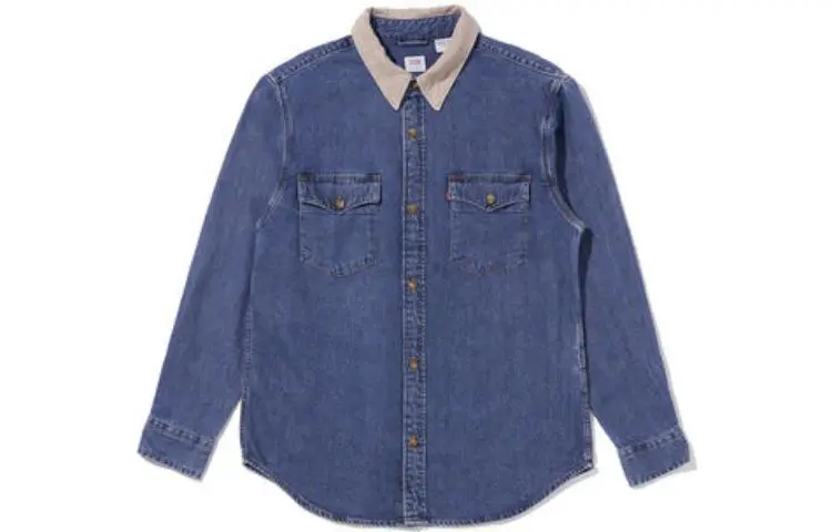 Levi's Shirts Men's Blue Lapel Moderate Denim