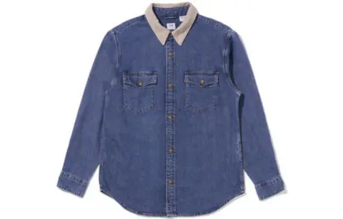 Levi's Shirts Men's Blue Lapel Moderate Denim