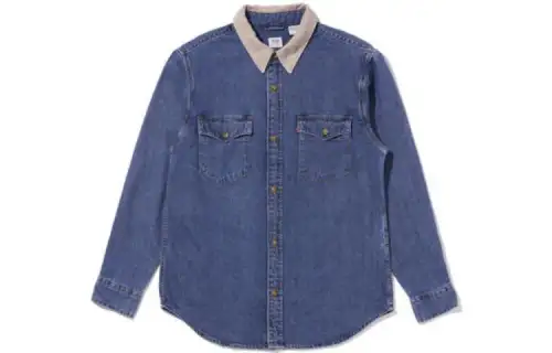 Levis Shirts Men's Blue Lapel Moderate Denim