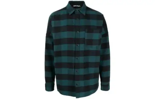 PALM ANGELS Shirts Men's Green Lapel Moderate Other