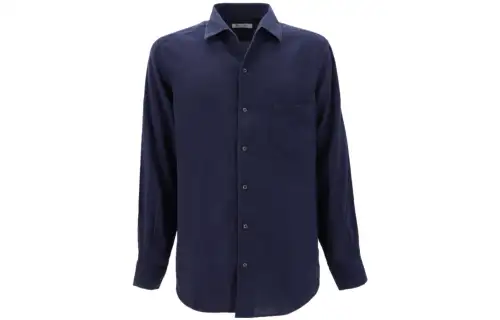 Loro Piana Shirts Men's Dark Blue Lapel Moderate Shirt